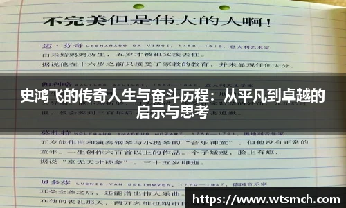 VSport史鸿飞的传奇人生与奋斗历程：从平凡到卓越的启示与思考
